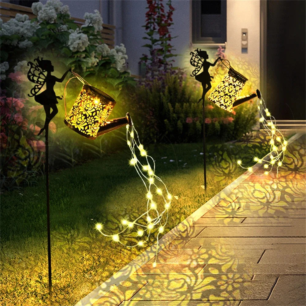Solar Fairy Watering Can Lights – Vintage Metal Hanging Garden Kettle Lamp for Outdoor Yard & Patio Decoration Ezkrea