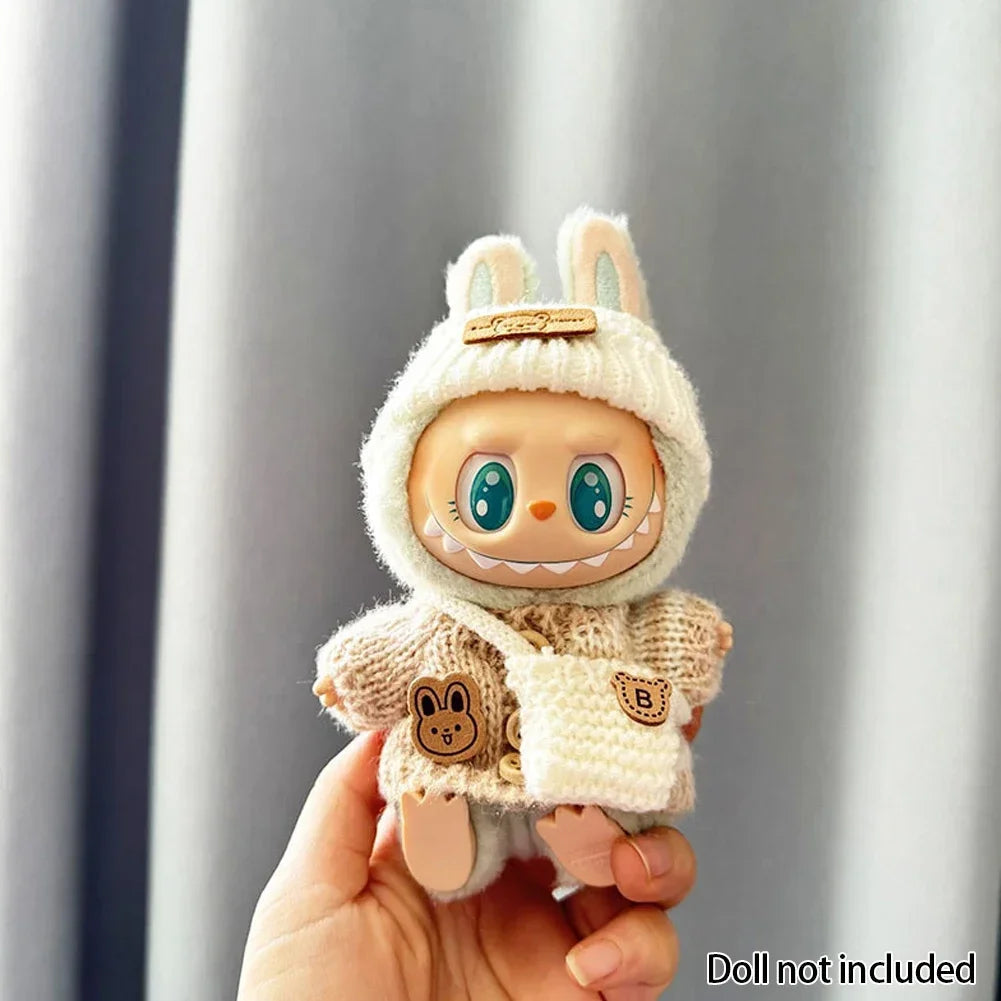 For 15-17 cm v1v2 Labubu Clothes outfit Labubu Sitting Party Bear Label Scarf Hat Bag Dolls Accessories Cute Decoration Ezkrea