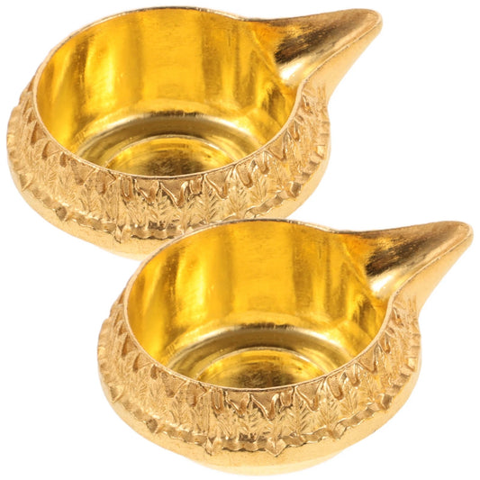 2pcs Lotus Candlestick Decorative Oil Lamp for Home Temple Buddha Worship Diwali Pooja Small Kerosene Light Ezkrea