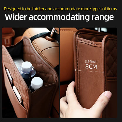 Multifunctional Car Seat Storage Bag – Leather Organizer & Trash Holder | Universal Fit Ezkrea