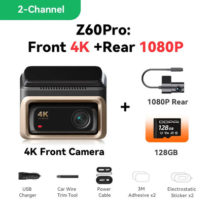 2025 New DDPAI Z60 Pro 4K Dash Cam Auto Dashcam Front and Rear GPS Car Camera for SONY Sensor WiFi ADAS 4G DVR Video Recorder Ezkrea