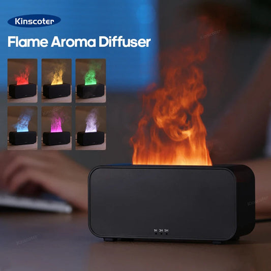 Mini Ultrasonic Aroma Diffuser & Cool Mist Humidifier with LED Flame Effect – Essential Oil Diffuser for Home & Office Ezkrea