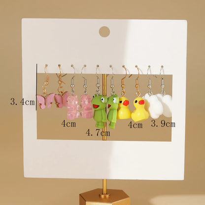 Fashion Sweet Fruit Drink Earrings Set for Women Cute Cartoon Food Ice Cream Donut Funny Resin Earrings Party Jewelry Gift New Ezkrea