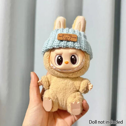 For 15-17 cm v1v2 Labubu Clothes outfit Labubu Sitting Party Bear Label Scarf Hat Bag Dolls Accessories Cute Decoration Ezkrea