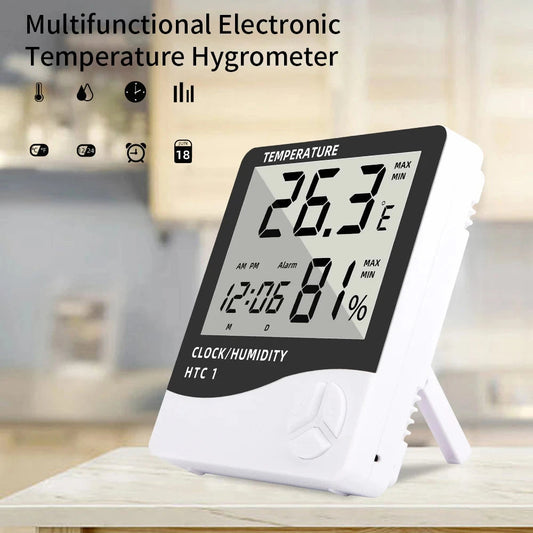 Digital Temperature & Humidity Meter with LCD Display – Indoor/Outdoor Thermometer Hygrometer & Clock EZKrea.com
