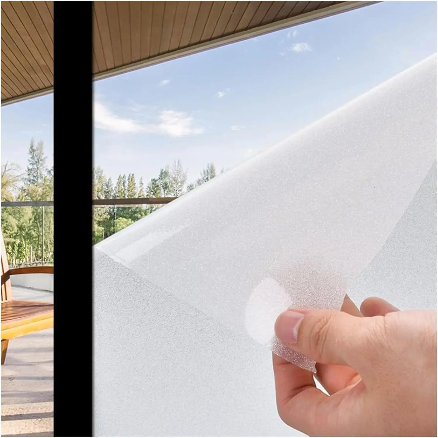 Frosted Window Privacy Film – No Glue Static Cling, Non-Adhesive Sun Blocking & Heat Control for Bathroom/Office/Glass Doors Ezkrea