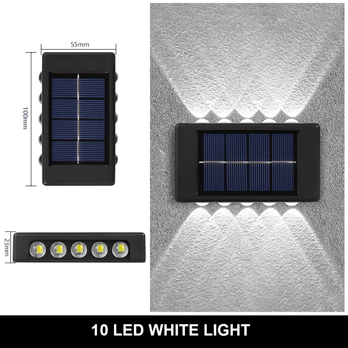 LED Solar Wall Lamp Outdoor Waterproof Up & Down Light for Garden Fence Decoration Ezkrea