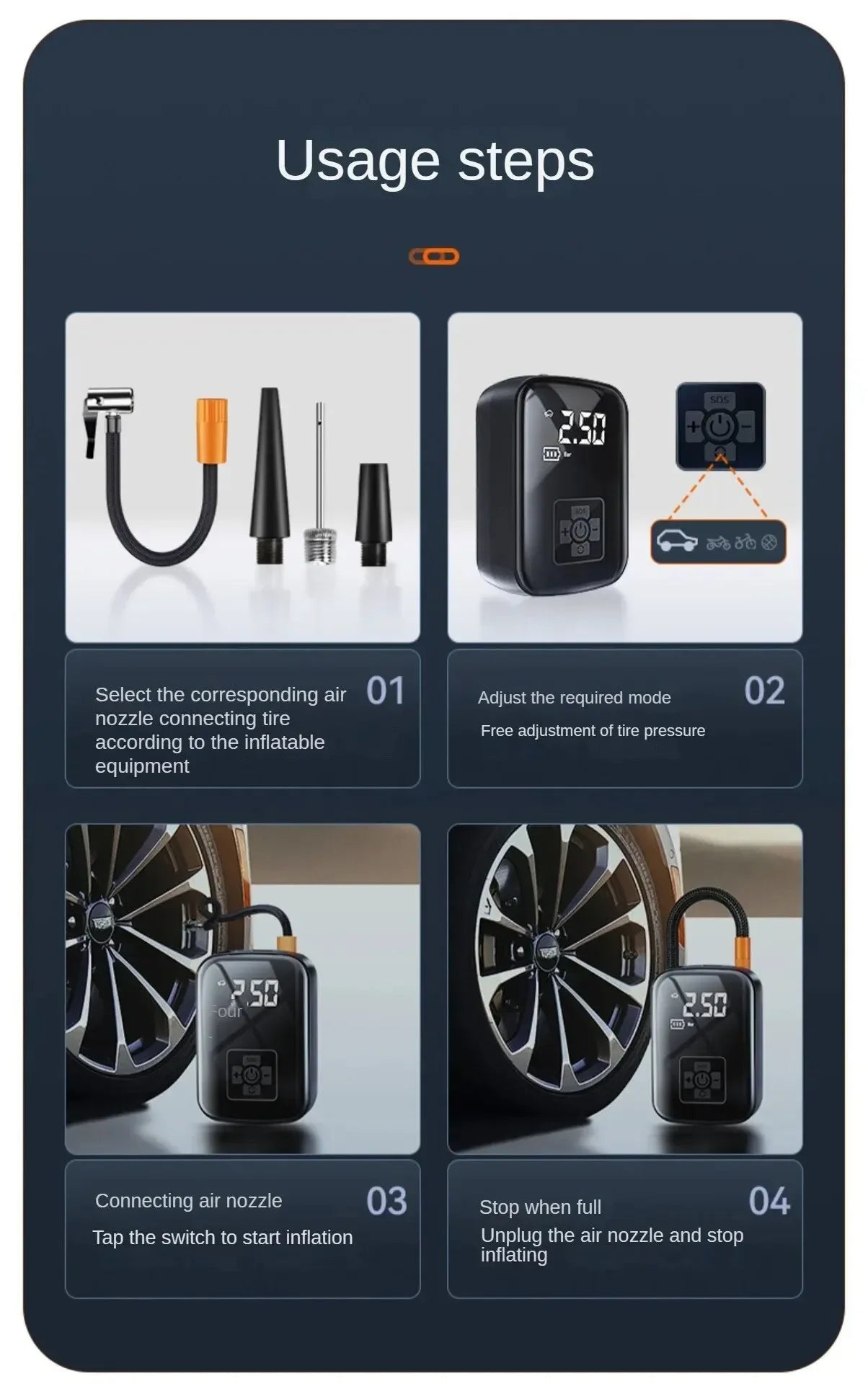 Best Electric Air Pump for Car – Digital Tyre Inflator with Auto Stop, LED Light & Accurate Air Pressure for Car Tires EZKrea.com