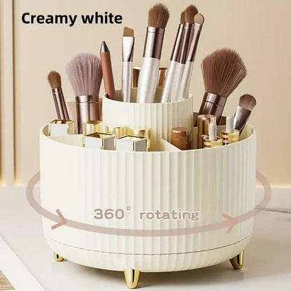 Rotating Makeup Brush Holder 360° – 5 Slot Cosmetic Organizer for Vanity, Desk & Bathroom Storage Ezkrea