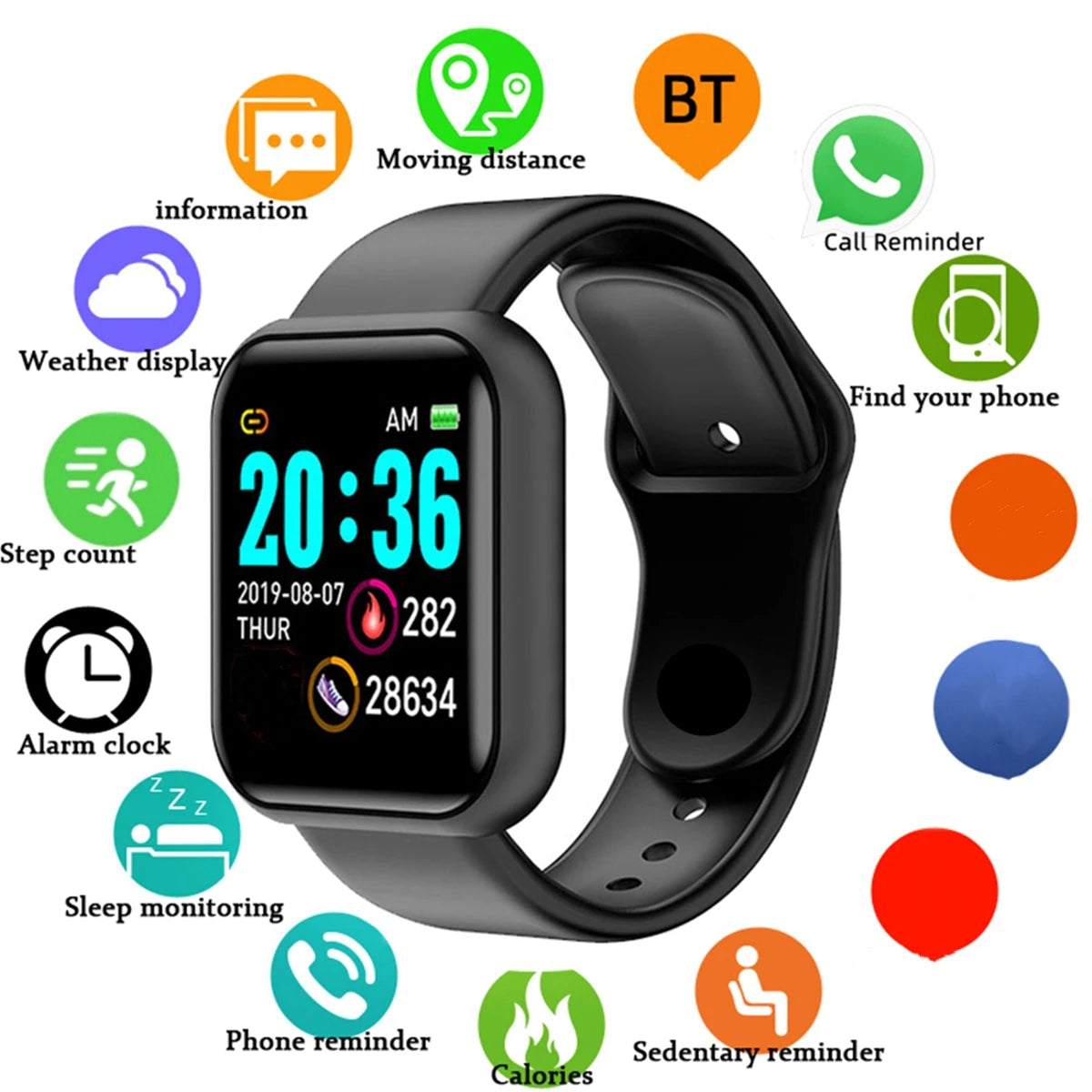 Smartwatch Men Women Wristwatches Smart Watch Message Fitness Monitor Bracelet Birthday Gift Electronic Clock For Android IOS Ezkrea