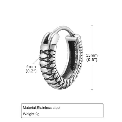 Snake Textured Hoop Earrings for Men, Anti Allergy Stainless Steel Animal Huggies Hoop Earrings,Male Earring Jewelry Gift Ezkrea