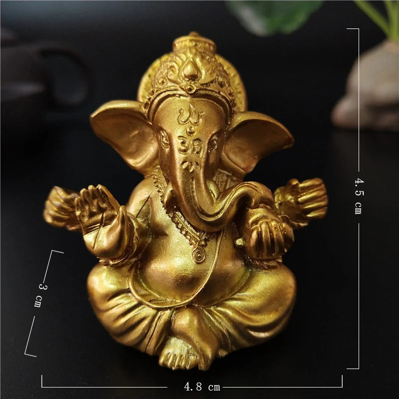 Gold Lord Ganesha Buddha Statue Elephant God Sculptures Ganesh Figurines Man-made Stone Home Garden Buddha Decoration Statues Ezkrea