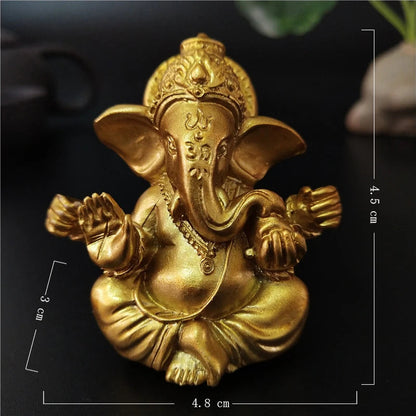 Gold Lord Ganesha Buddha Statue Elephant God Sculptures Ganesh Figurines Man-made Stone Home Garden Buddha Decoration Statues Ezkrea