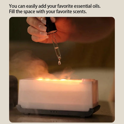 Mini Ultrasonic Aroma Diffuser & Cool Mist Humidifier with LED Flame Effect – Essential Oil Diffuser for Home & Office Ezkrea