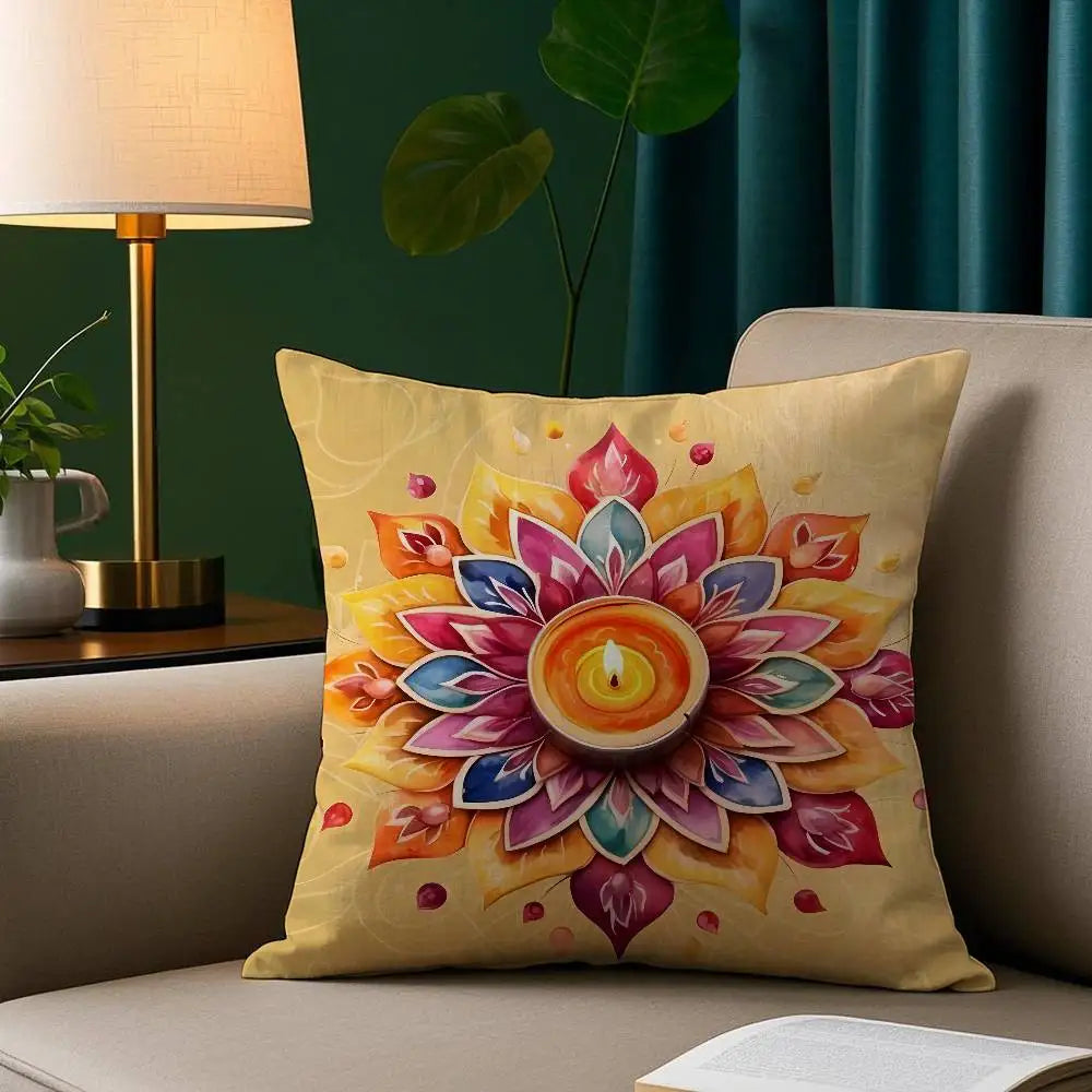 Diwali Festival Pillow Case Cozy Plush Pillow Cover Double Side Printed – Home Gift for Bedroom Decor Ezkrea