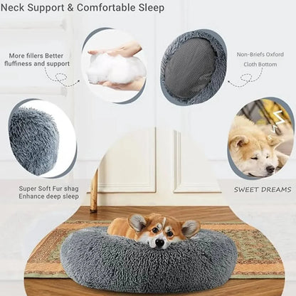 40-90cm Round Pet Bed for Large Dog Bed Super Soft Cat Bed Long Plush Dog House for Medium Dog House Winter Warm Sleeping Ezkrea