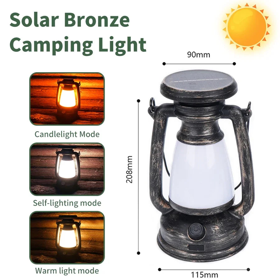 USB Rechargeable & Solar Camping Lantern – Portable Outdoor Tent Light with 3 Dimming Modes & Hanging Design Ezkrea