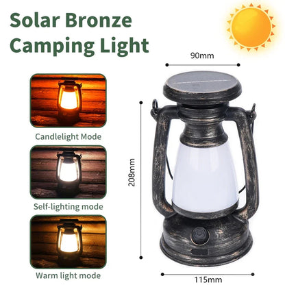 USB Rechargeable & Solar Camping Lantern – Portable Outdoor Tent Light with 3 Dimming Modes & Hanging Design Ezkrea