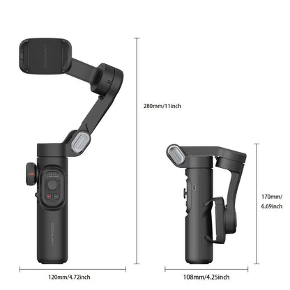 Smart XE 3-Axis Gimbal Stabilizer w/ Fill Light – Face Tracking, Vlogging & TikTok Ready for iPhone & Android Smartphones Ezkrea