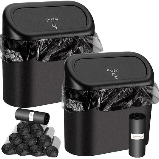 Trash Can for Car with Lid – Leak-Proof Mini Bin with 60/300 Bags | Compact Car Garbage Holder & Organizer Accessory Ezkrea