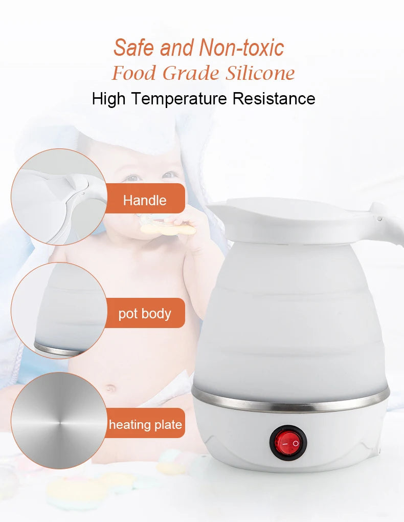 Foldable & Portable Electric Travel Kettle – 600ML, 220V, Fast Boiling Water Heater EZKrea.com