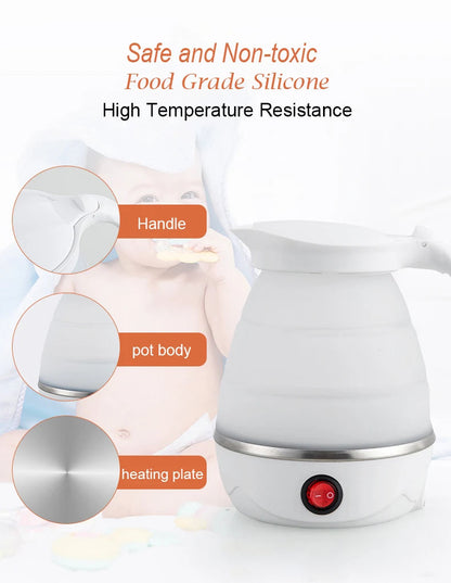 Foldable & Portable Electric Travel Kettle – 600ML, 220V, Fast Boiling Water Heater EZKrea.com