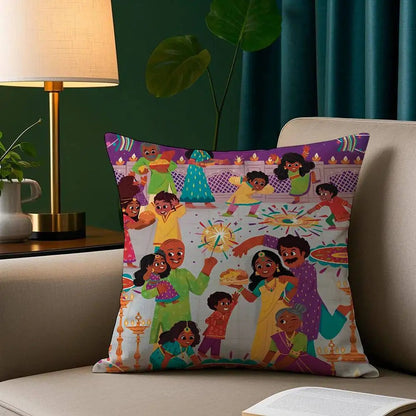 Diwali Festival Pillow Case Cozy Plush Pillow Cover Double Side Printed – Home Gift for Bedroom Decor Ezkrea