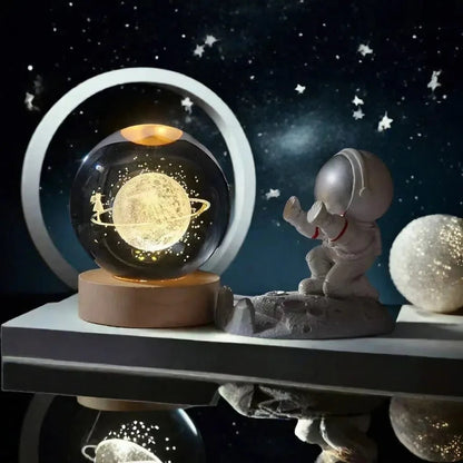 3D Solar System Crystal Ball with LED Base – Night Light & Gift for Space Lovers Ezkrea