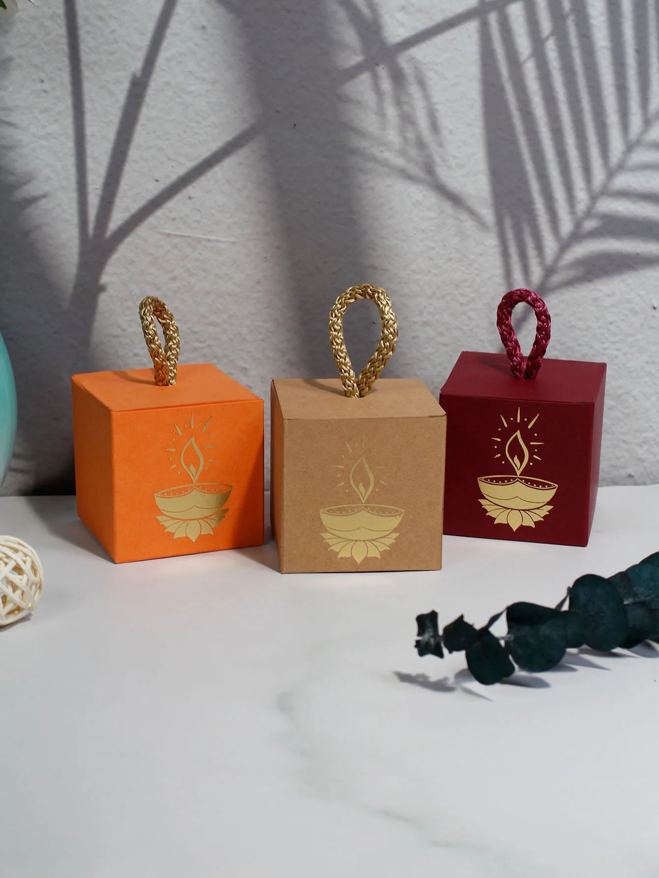 Diwali Indian Festival Candy Box, Lantern Festival, Drive Away Darkness with Light Festival Candy Box, Square Box Ezkrea