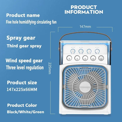 Portable Air Cooler Fan – Mini Air Conditioner, Humidifier & LED Night Light for Home & Office Use Ezkrea