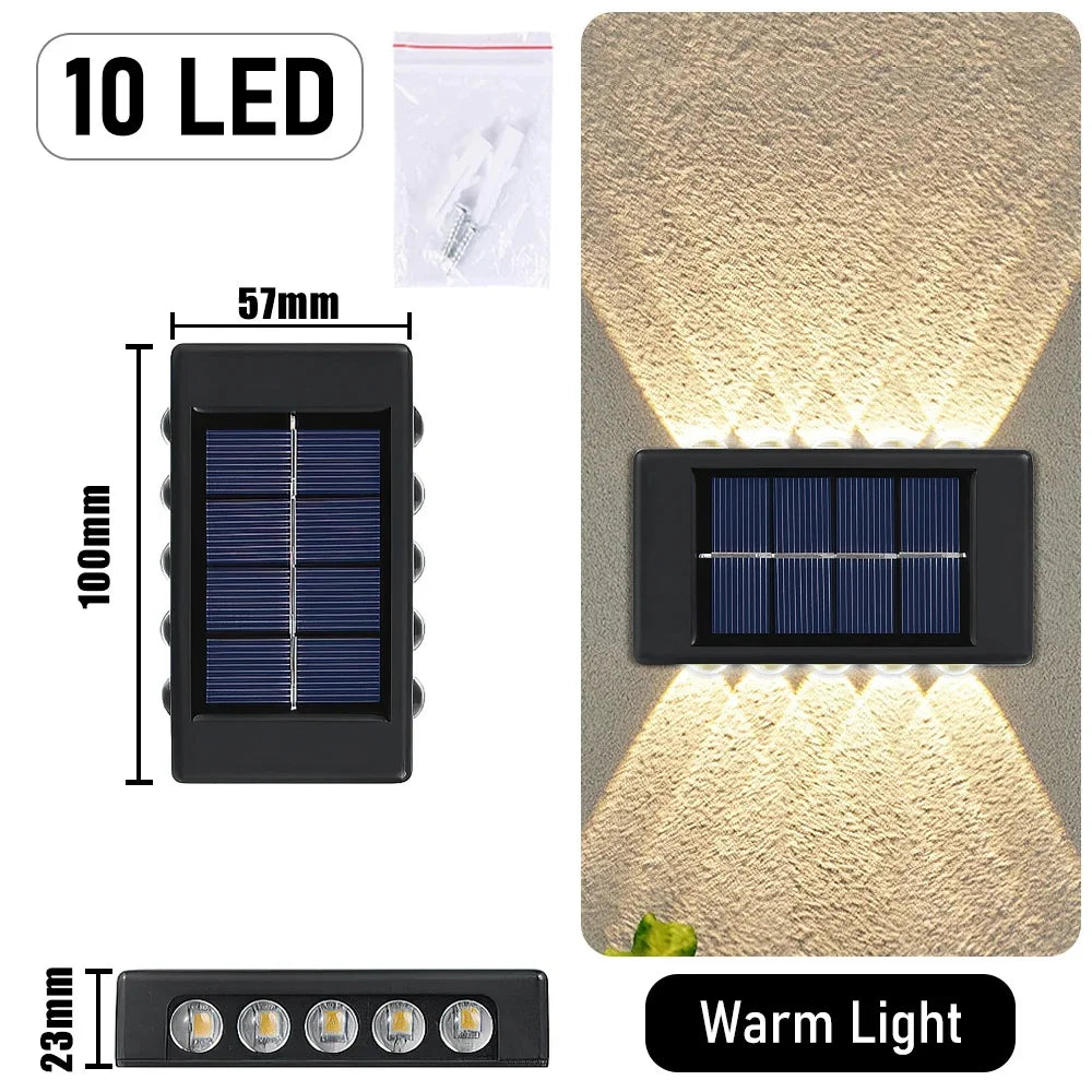 LED Solar Wall Lamp Outdoor Waterproof Up & Down Light for Garden Fence Decoration Ezkrea