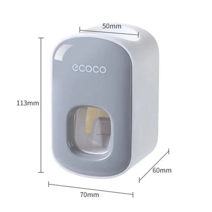 Automatic Toothpaste Dispenser & Toothbrush Holder Set – Wall Mounted, Hands-Free, Dustproof Bathroom Organizer Ezkrea