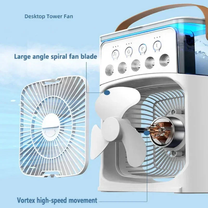 Portable Air Cooler Fan – Mini Air Conditioner, Humidifier & LED Night Light for Home & Office Use Ezkrea