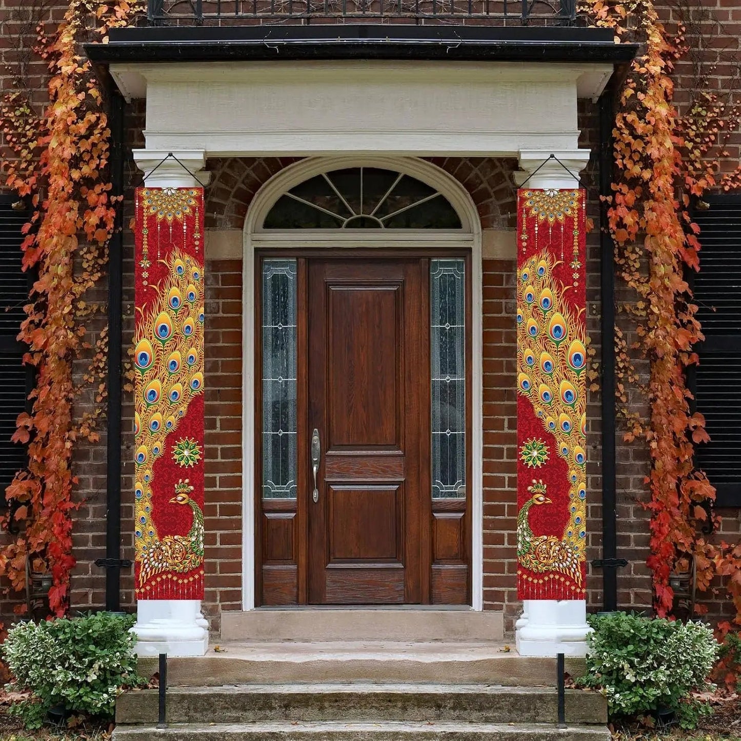 VIKAMA Diwali Festival Happy Gateway Banner Indian Diwali Festival Peacock Front Porch Welcome Sign Party Decorative Items Ezkrea