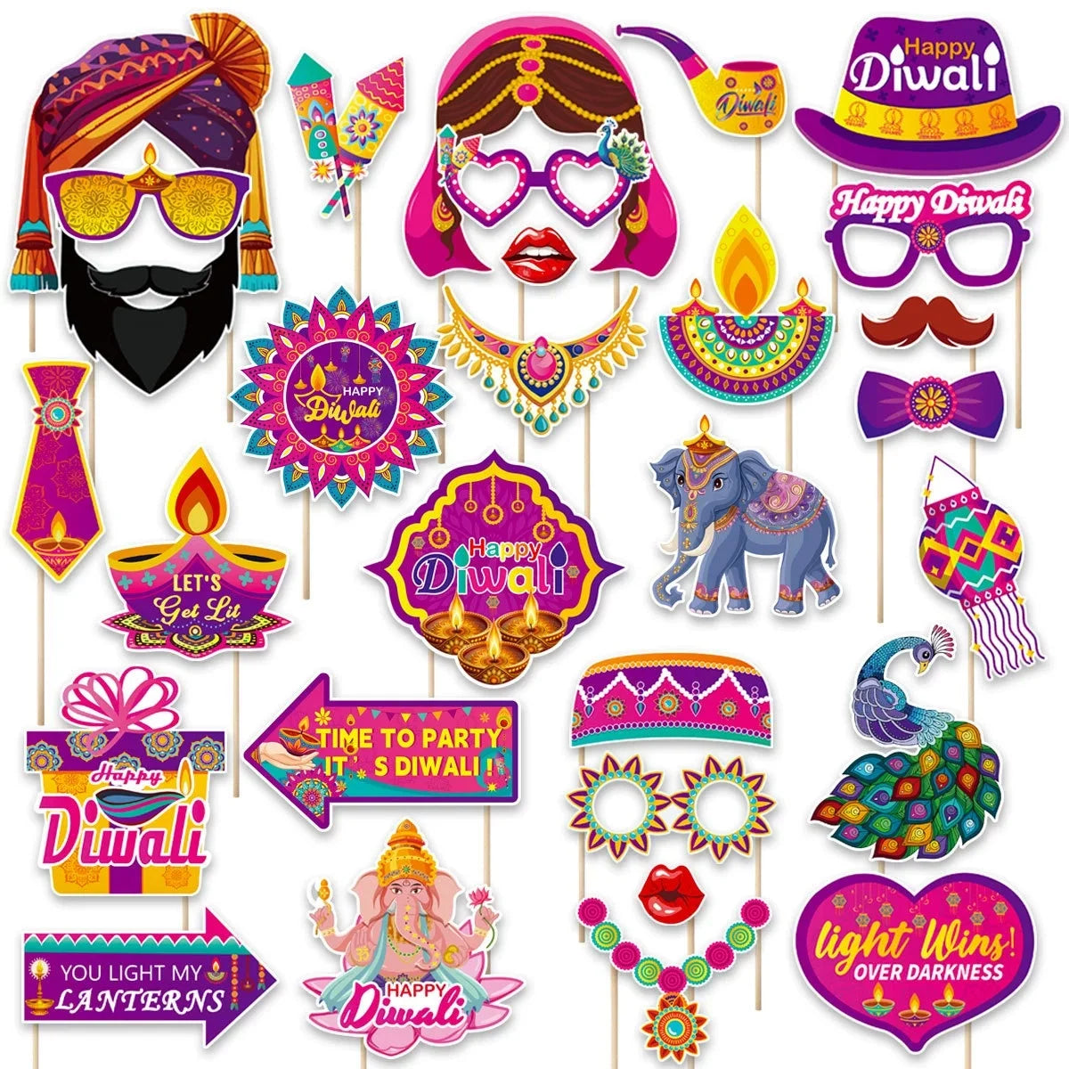Happy Diwali Party Honeycomb Table Decoration Diwali Elephant Peacock Ornaments Happy Festival of Lights Party Decor Ezkrea