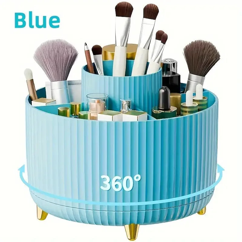 Rotating Makeup Brush Holder 360° – 5 Slot Cosmetic Organizer for Vanity, Desk & Bathroom Storage Ezkrea