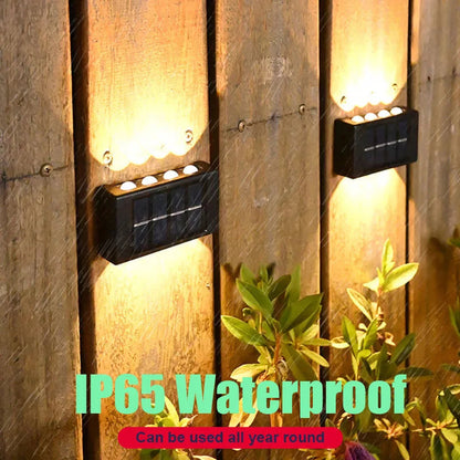 LED Solar Wall Lamp Outdoor Waterproof Up & Down Light for Garden Fence Decoration Ezkrea