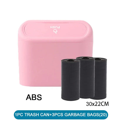Trash Can for Car with Lid – Leak-Proof Mini Bin with 60/300 Bags | Compact Car Garbage Holder & Organizer Accessory Ezkrea