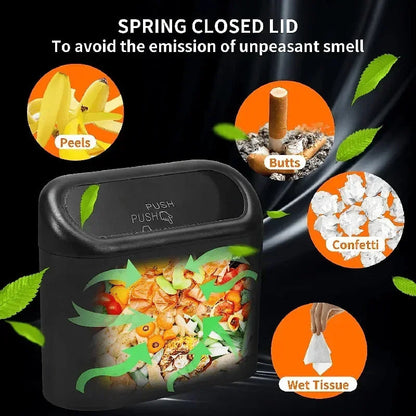 Trash Can for Car with Lid – Leak-Proof Mini Bin with 60/300 Bags | Compact Car Garbage Holder & Organizer Accessory Ezkrea