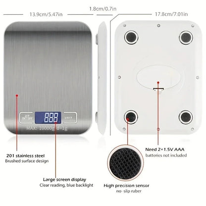Kitchen Scale 10kg/1g – Portable Digital Food & Coffee Scale with LCD Display for Accurate Measuring Ezkrea