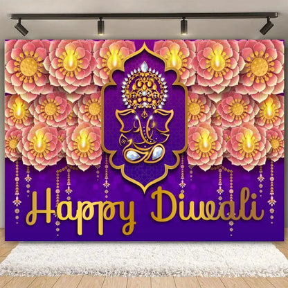 Indian Traditional Backdrop Photo Festival Party Candle Fireworks Mural Hindu Indian Wedding Holi Flower Anniversary Background Ezkrea