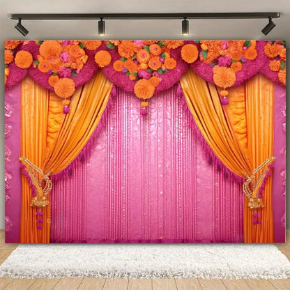 Indian Traditional Backdrop Photo Festival Party Candle Fireworks Mural Hindu Indian Wedding Holi Flower Anniversary Background Ezkrea