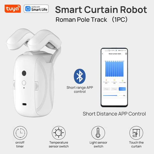 Tuya Smart Curtain Robot | Roman Rod Bluetooth Motor for Smart Home Tuya Automation Ezkrea