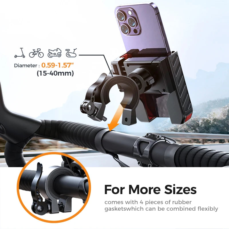 Joyroom Universal Motorcycle Phone Holder Half Enclosure Design Bike Bicycle Phone Mount Quick Lock For iPhone 4.7"-7" Phones Ezkrea
