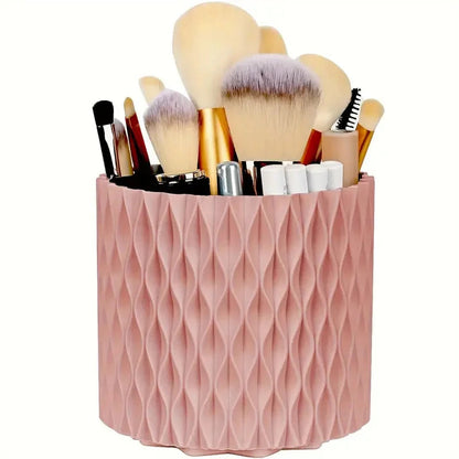 Rotating Makeup Brush Holder 360° – 5 Slot Cosmetic Organizer for Vanity, Desk & Bathroom Storage Ezkrea