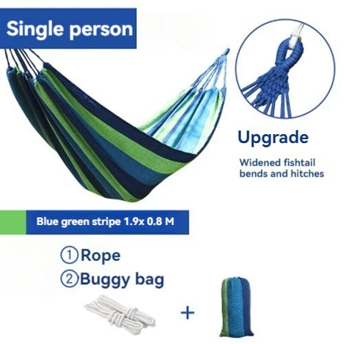 Outdoor Canvas Hammock – Heavy-Duty Swing Bed with Tree Ropes, 200kg Load Capacity for Camping, Garden, Patio, Backyard Ezkrea