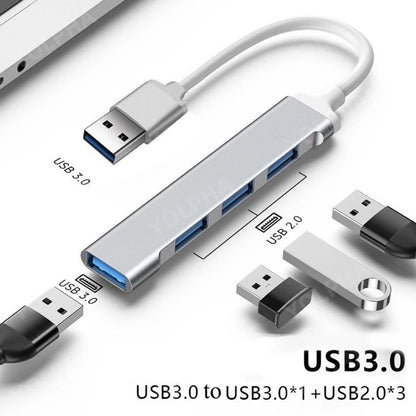 4-Port USB 3.0/2.0 High-Speed Hub for PC & Laptop Ezkrea