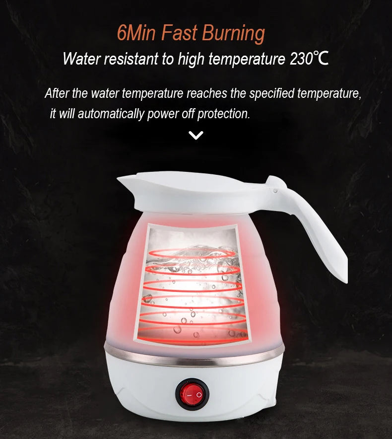 Foldable & Portable Electric Travel Kettle – 600ML, 220V, Fast Boiling Water Heater EZKrea.com