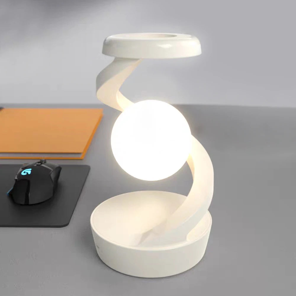 LED 360° Rotating Night Light With Wireless Charger Cordless Desk Lamp Rechargeable LED Levitating Night Light For Living Room Ezkrea