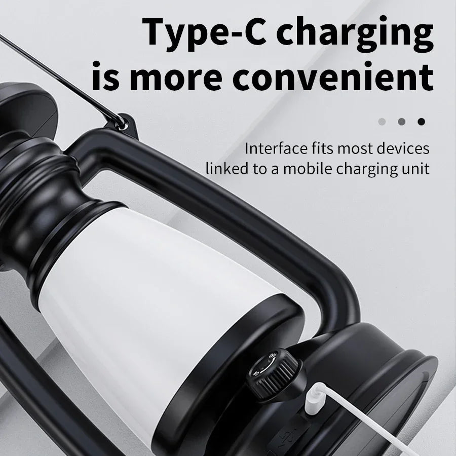 USB Rechargeable & Solar Camping Lantern – Portable Outdoor Tent Light with 3 Dimming Modes & Hanging Design Ezkrea